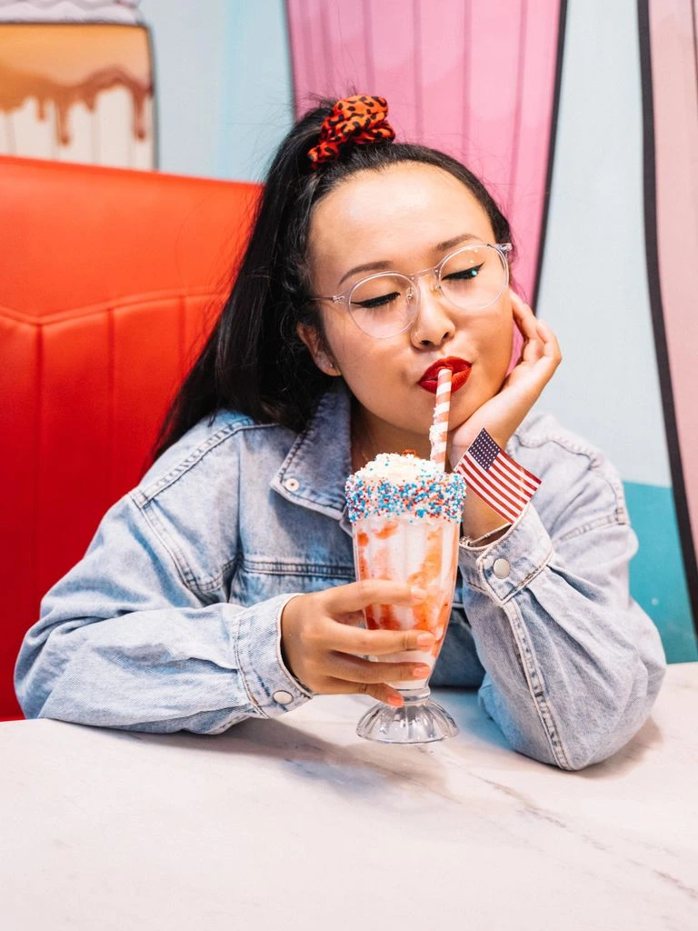 A hand-spun Galaxy milkshake in a chrome tumbler